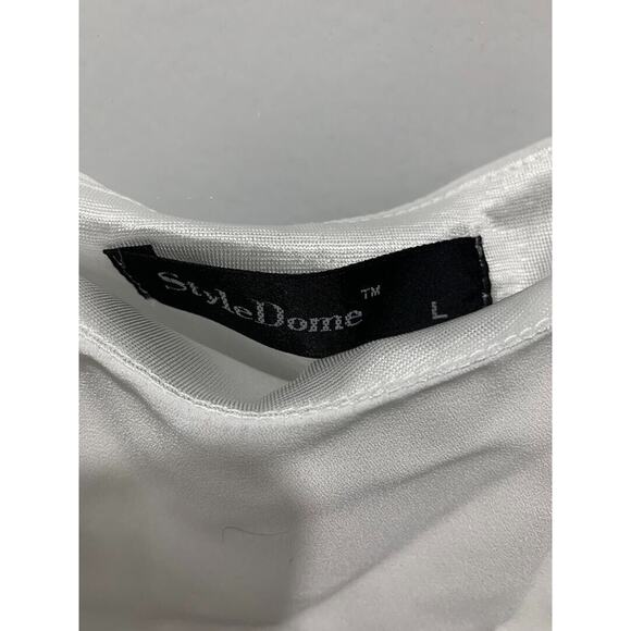 StyleDome White Womens Off-Shoulder Ruffle Dress Size L - Picture 3 of 3